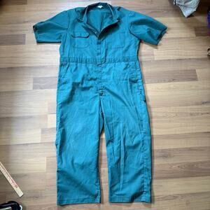 Men's Vintage 80's Montgomery Ward Green Work Coveralls Jumpsuit Sz 2XL Short
